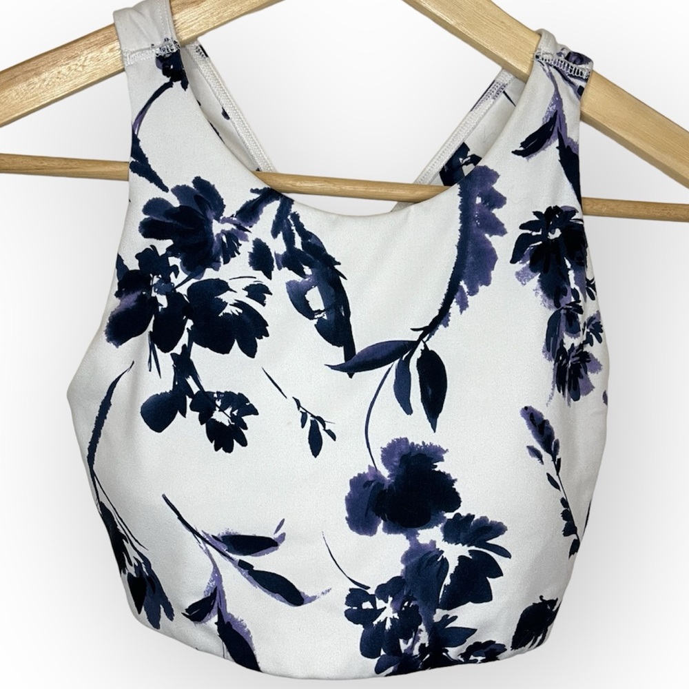 ATHLETA SPORTS BRA WHITE WATER FLOWER HIGH NECK SMALL - Picture 5 of 12